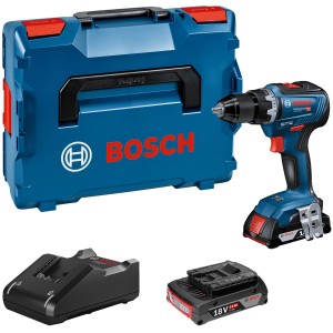 Bosch Professional Akku-Bohrschrauber GSR 18V-55 mit Akkus, Ladegerät und L-Boxx.
