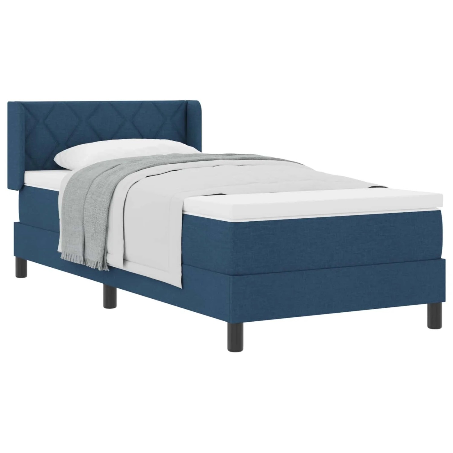 vidaXL Boxspringbett mit Matratze Blau 200 x 90 cm Polyester 3341152