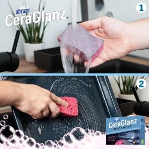 abrazo CeraGlanz Schwämme für Backofenreinigung, 8er Pack. Anwendung auf Blech und unter Wasser.