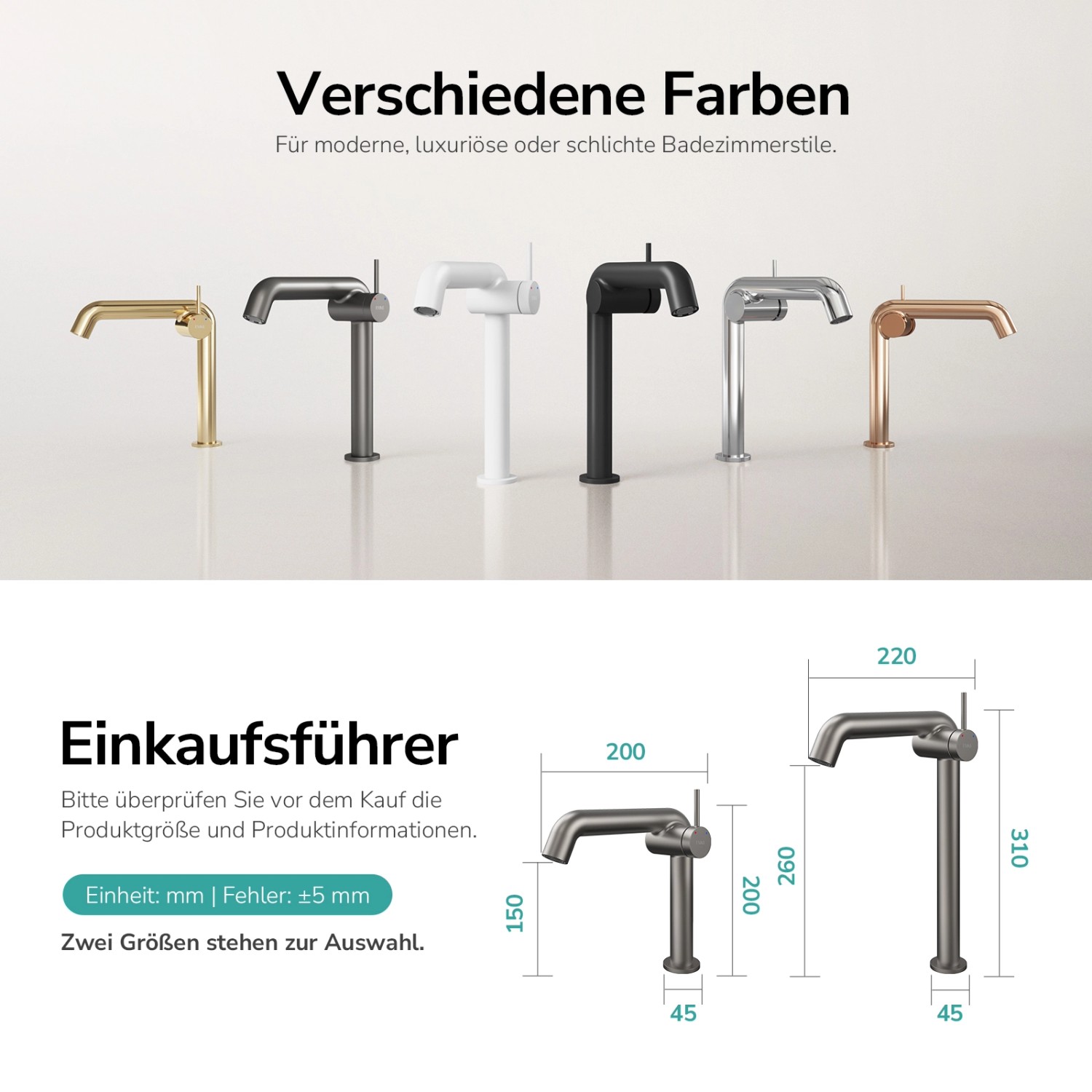 Emke Wasserhahn Bad 222 x 200 x 76 mm Anthrazit Matt Wasserhahn Waschtischarmatur Mischbatterie_7