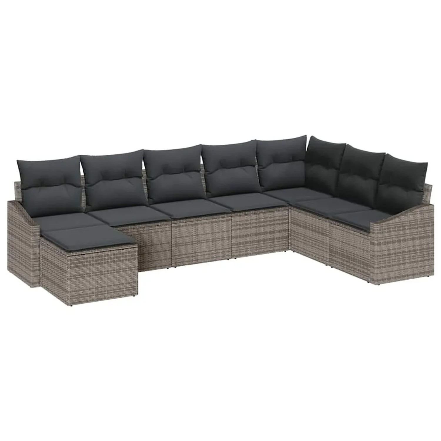 vidaXL Gartensofa-Set mit Kissen mit Speicher 8 Stk Grau Poly-Rattan 335550 günstig online kaufen