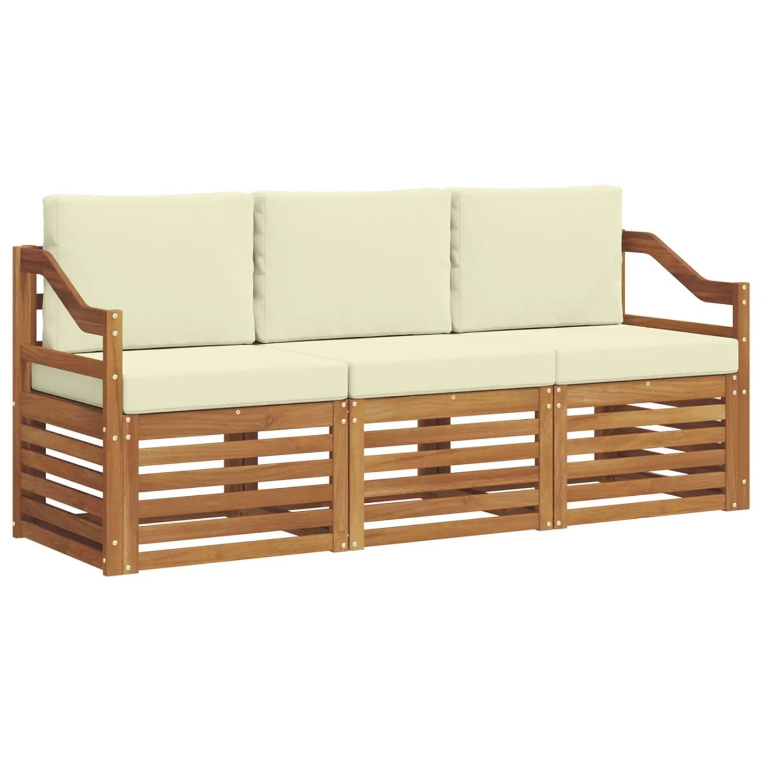 vidaXL Sofagarnituren 3 Tlg Natur und Creme Massivholz Akazie 3374305