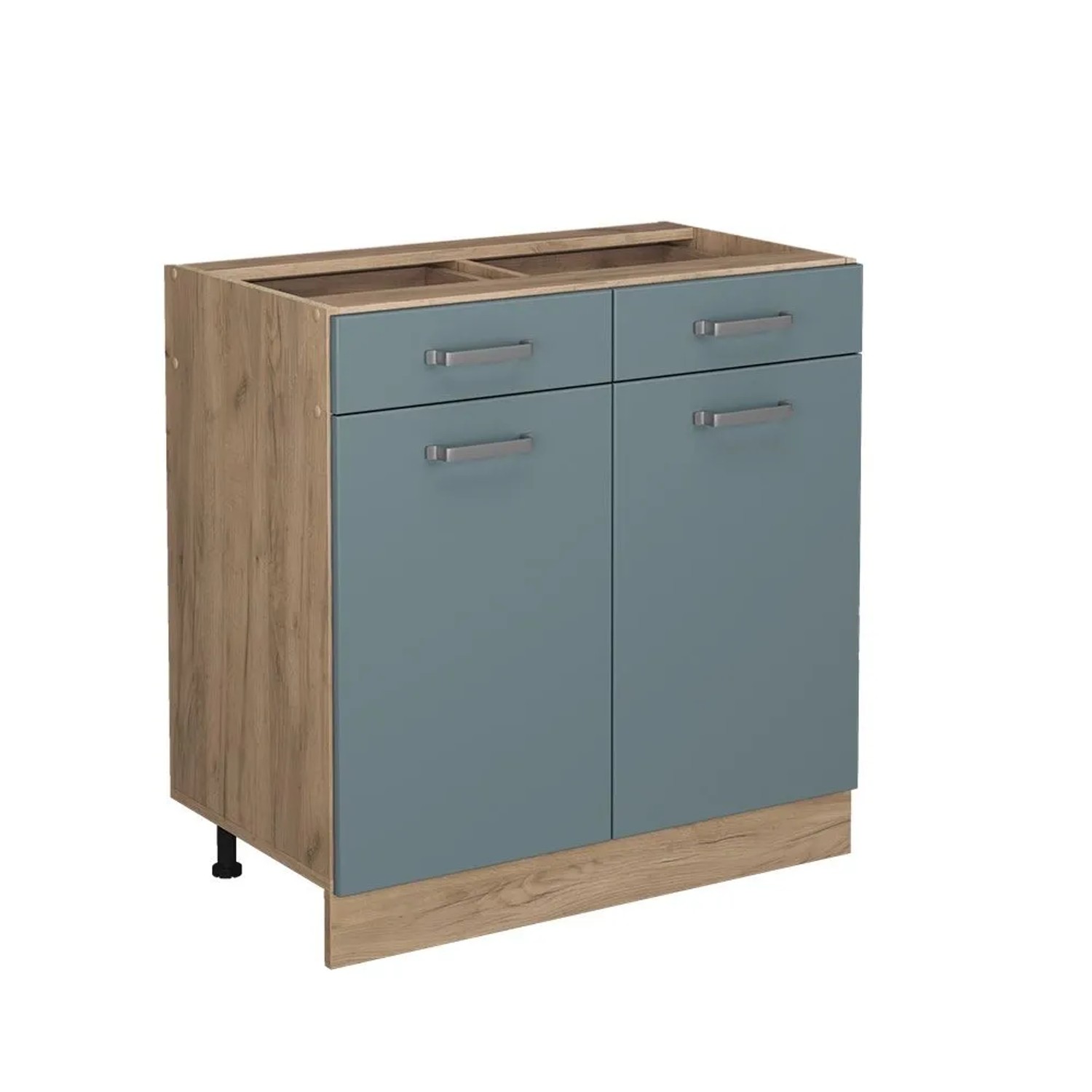 Vicco Küchenunterschrank R-Line Blau-Grau Goldkraft Eiche 80 cm ohne Arbeitsplatte