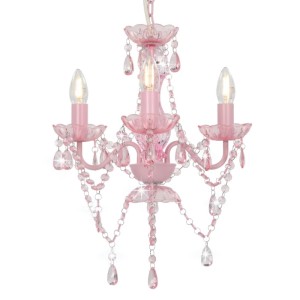 vidaXL Kronleuchter mit Perlen Rosa Rund 3xE14 281598