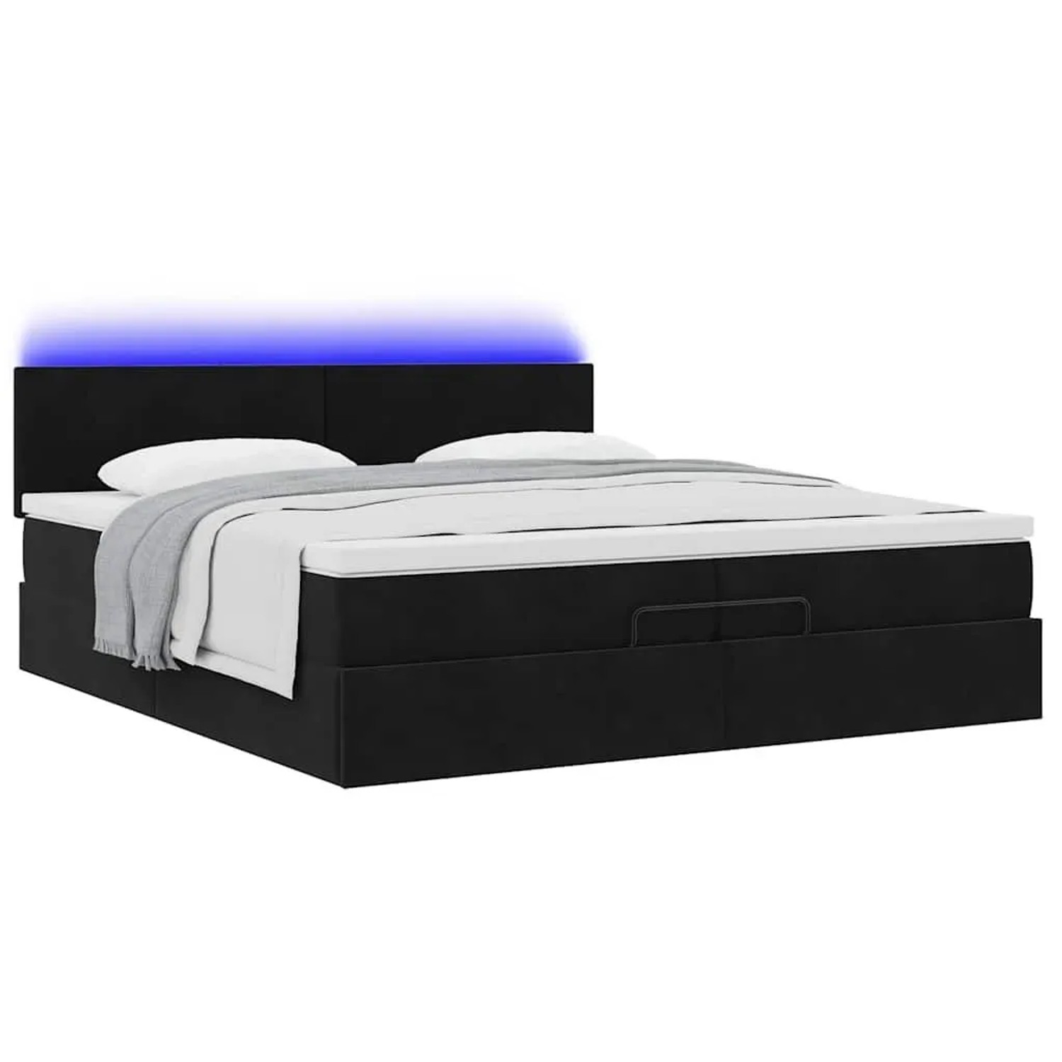 vidaXL Ottoman-Bett mit Matratzen und LEDs Schwarz 200x200 cm Samt 3312574