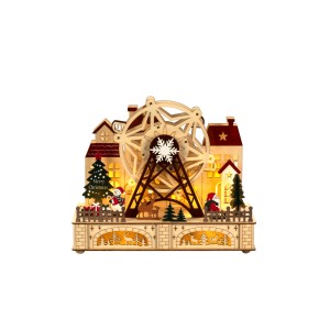 Konstsmide LED-Holzsilhouette Vergnügungspark, mehrfarbig, batteriebetrieben, Weihnachtsdekoration.