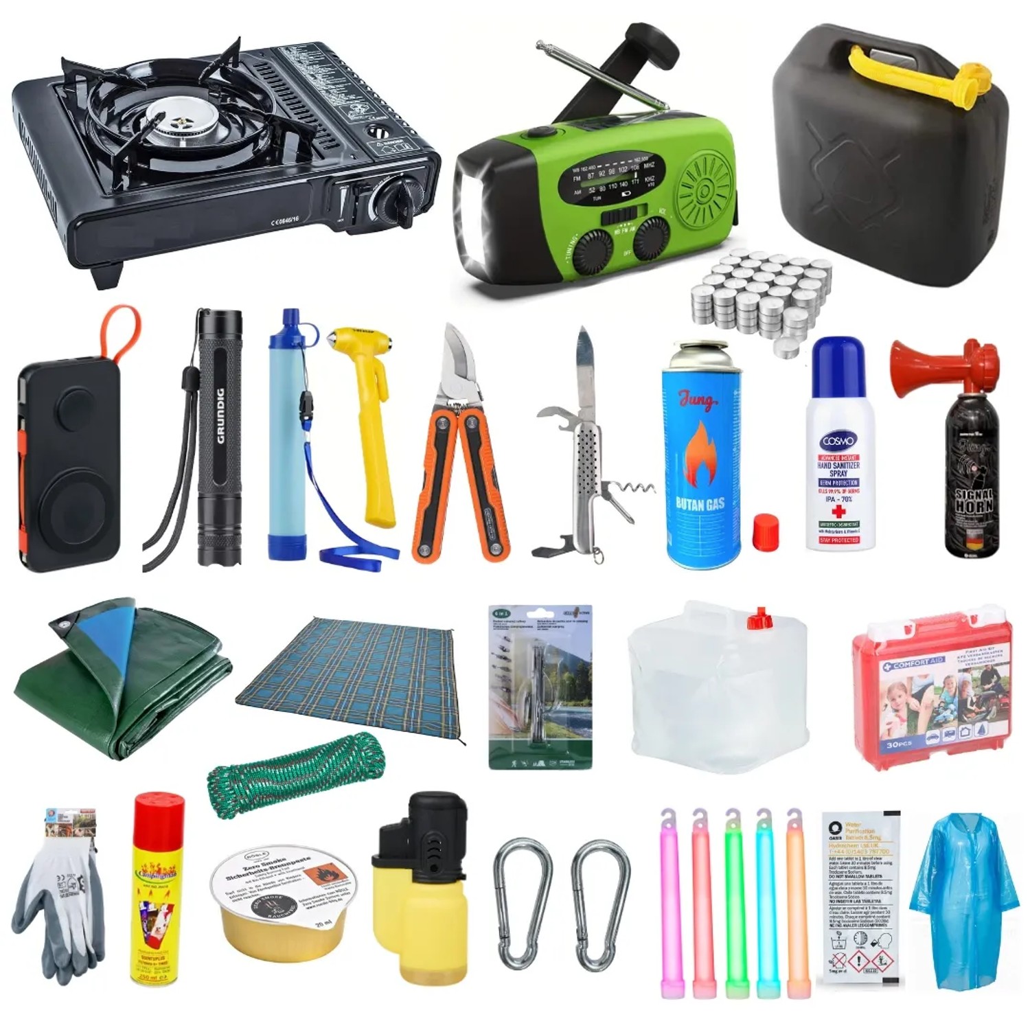 JUNG BLACKOUTPro Notfall Survival Kit 270 tlg Blackout Vorsorge Set XL Prepper Notfallausrüstung Katastrophenschutz Camping Outdoor Emergency Set