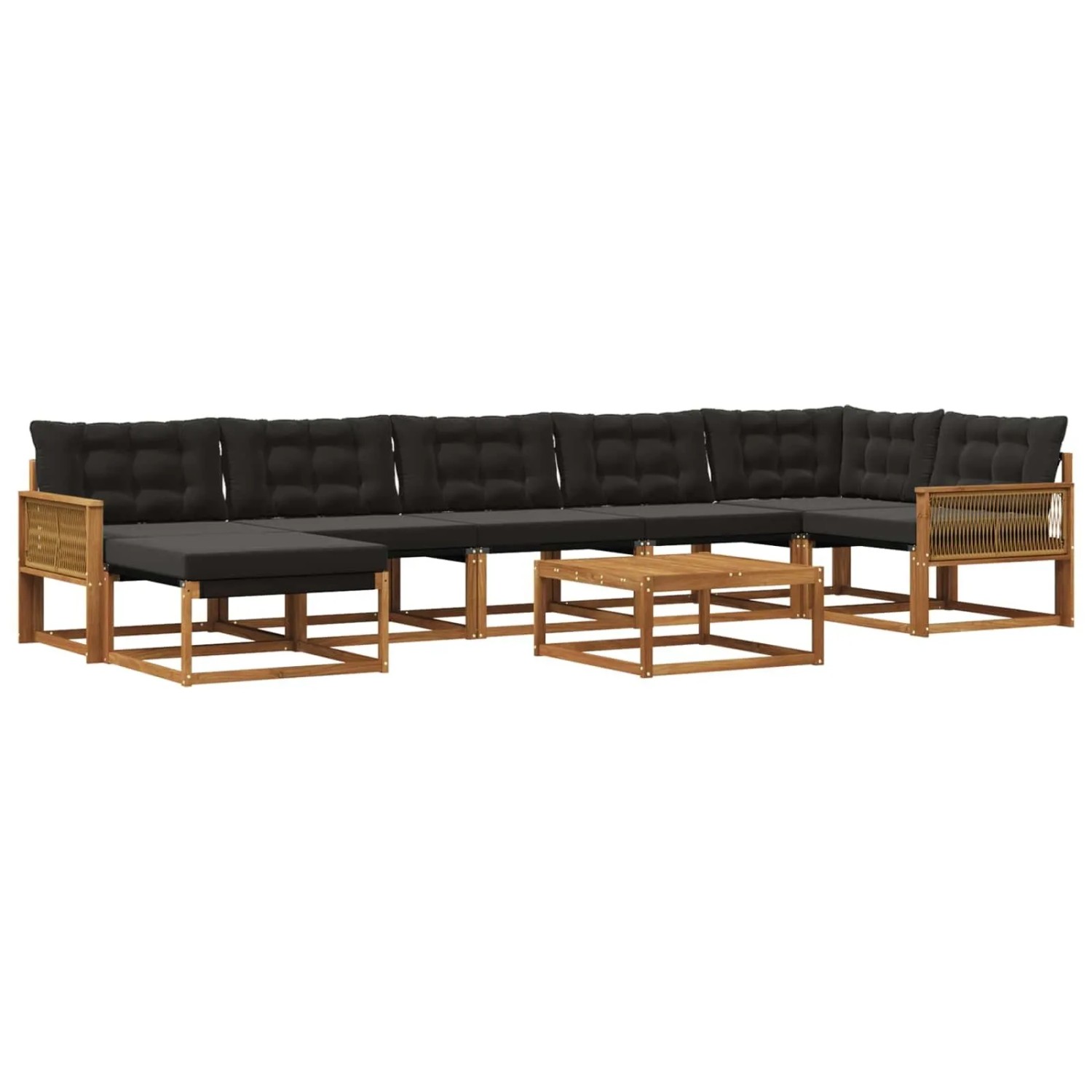 vidaXL Outdoor-Sofagarnitur mit Kissen 8 Stk Natur und Schwarz 3381588
