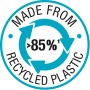 Symbol: Hergestellt aus über 85% recyceltem Kunststoff.