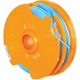 LUX Ersatzspule T 370 für Rasentrimmer, Doppelfaden 1,5 mm, 2 x 5 m, orangefarbene Spule mit blauem Faden.