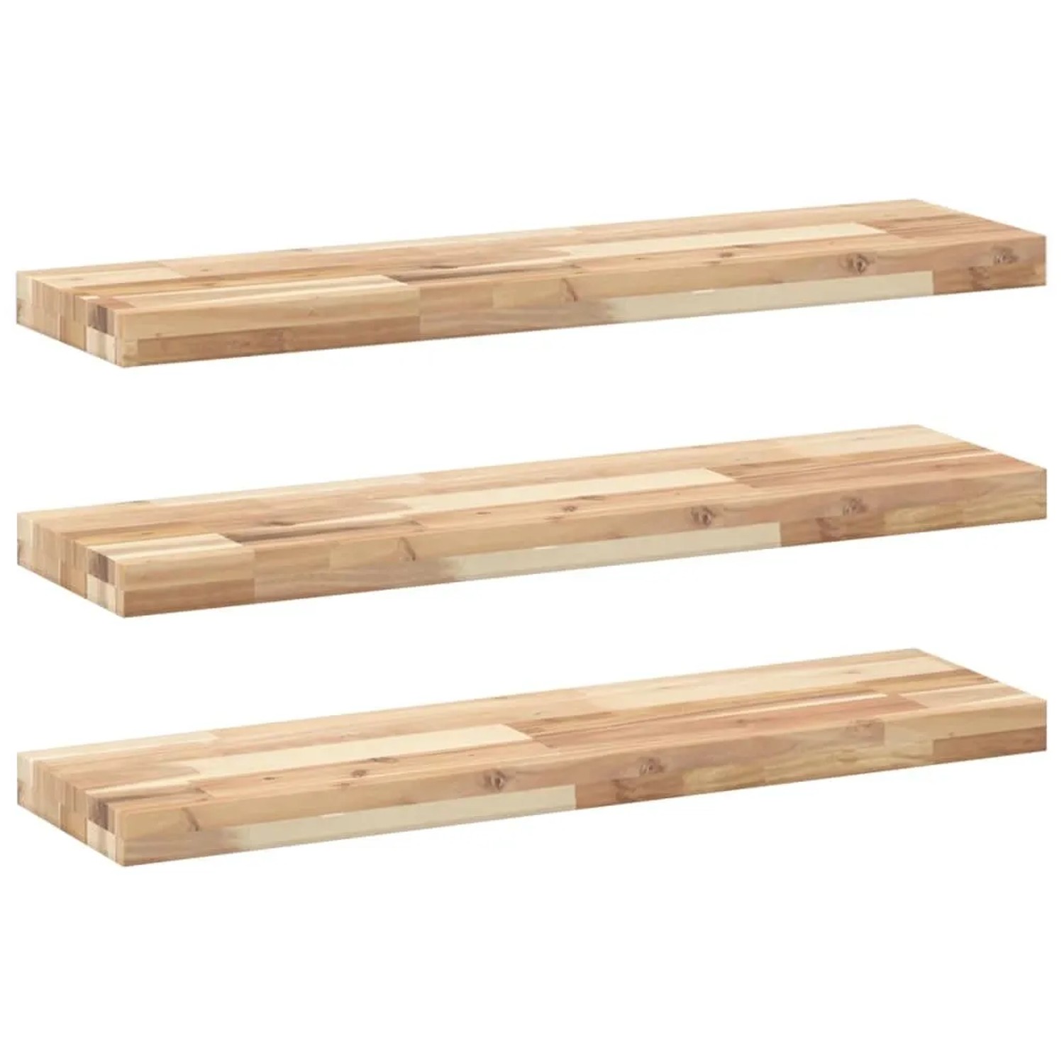 vidaXL Schweberegale 3 Stk 100x20x4 cm Massivholz Akazie Unbehandelt 3279429