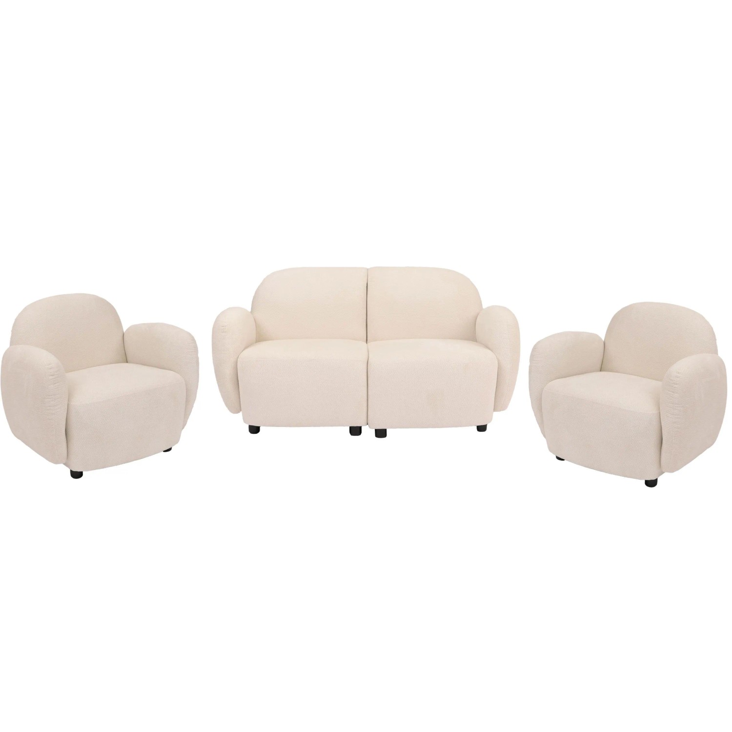 MCW Wohnzimmer-Set P33 Stoff/Textil Chenille Öko-Tex Creme