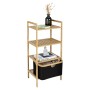 Standregal Ecori mit 3 Etagen und Korb in Cappuccino aus FSC®-zertifiziertem Bambus.
