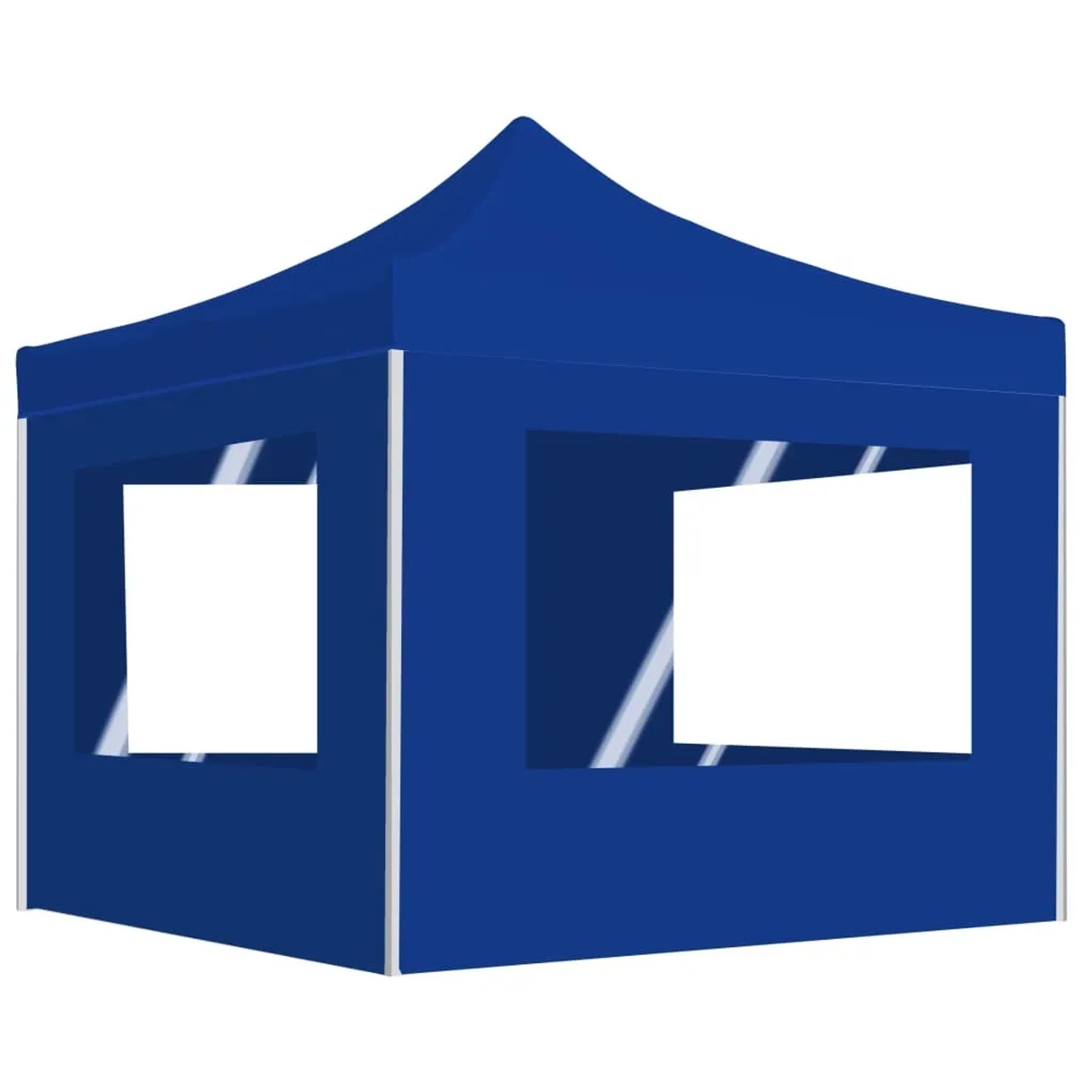 Blaues, faltbares 2x2m Partyzelt mit Wänden und Aluminiumrahmen von vidaXL.