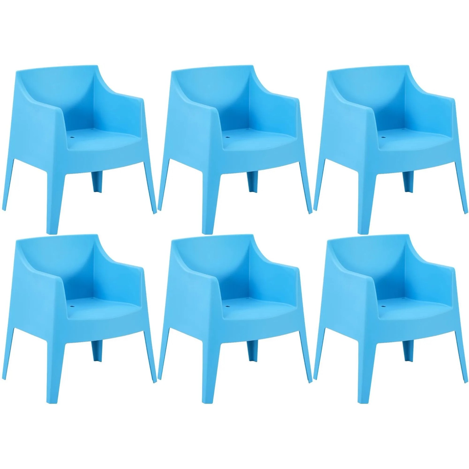 DELUKE Gartenstuhl HENRI 6er Set 73x57x78cm Kunststoff Blau Stapelstuhl Loungestuhl Garten Outdoor-Stuhl
