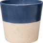 Übertopf Keramik Glänzend Blau-Beige 19,5 cm x 19,5 cm x 18 cm