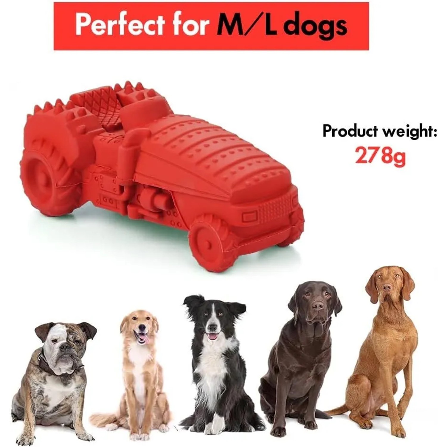 Roter Petsation Truck als Kauspielzeug für Hunde, robust und langlebig.