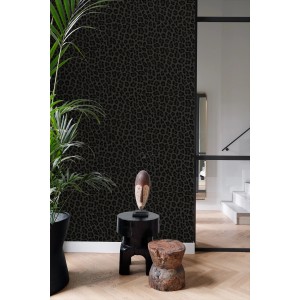 Origin Wallcoverings Tapete Leopardenmuster Dunkelgrau und Schwarz 53 cm x 10.05 m