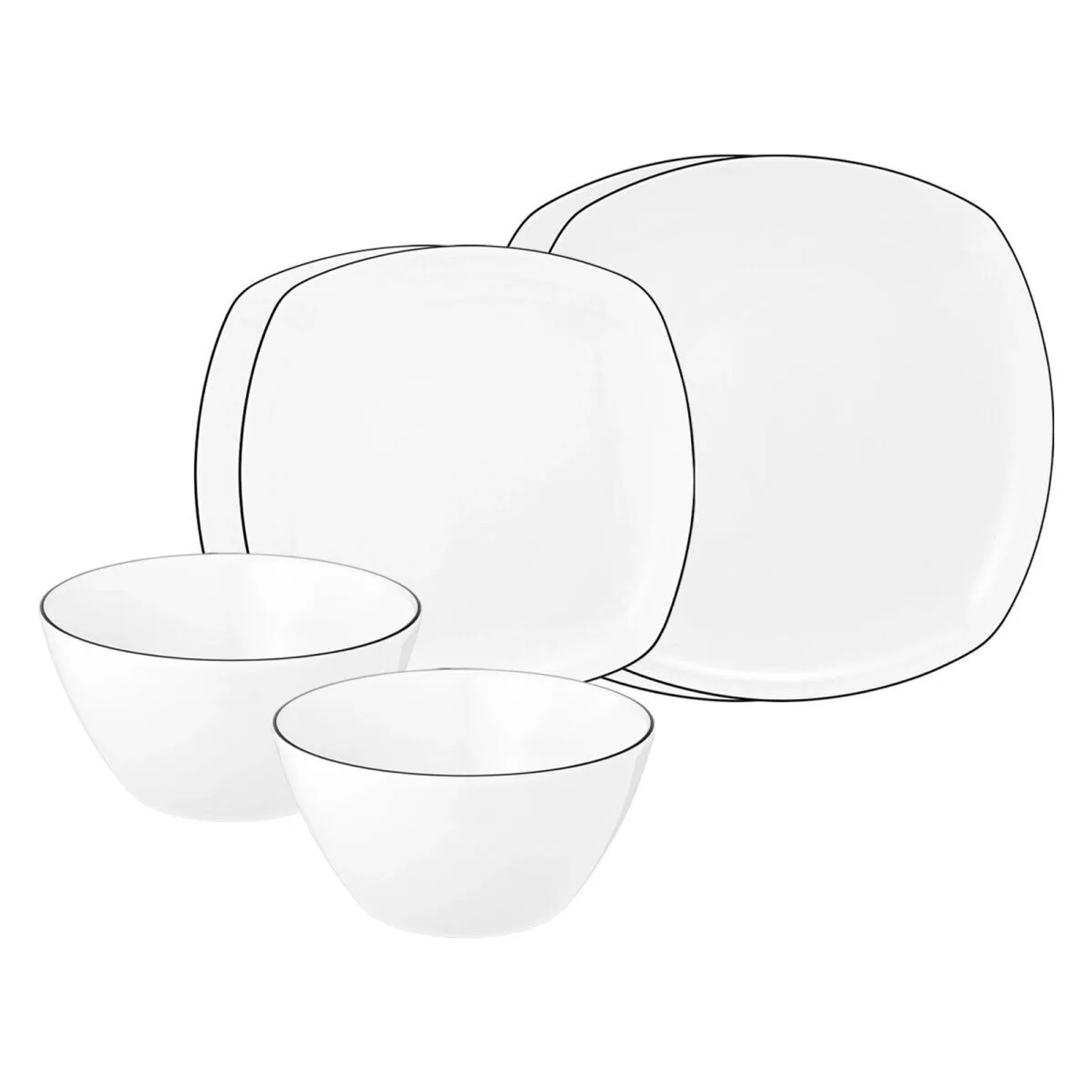 Seltmann Weiden Lido Black Line Basic-Set 6-teilig Eckig