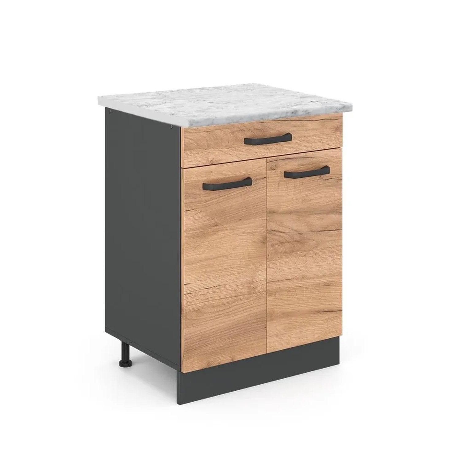 Vicco Küchenunterschrank R-Line Goldkraft Eiche Anthrazit 60 cm AP Marmor