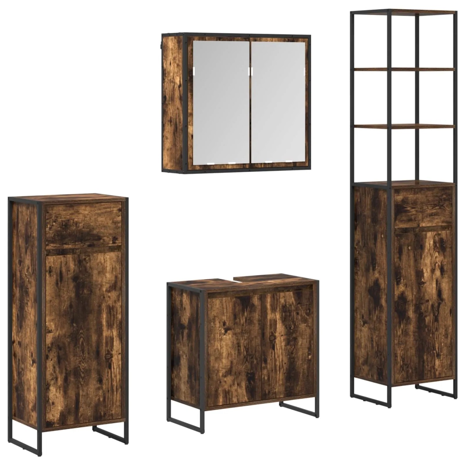 vidaXL Badezimmermöbel-Set 4 Stk. Räuchereiche Holzwerkstoff 3403054