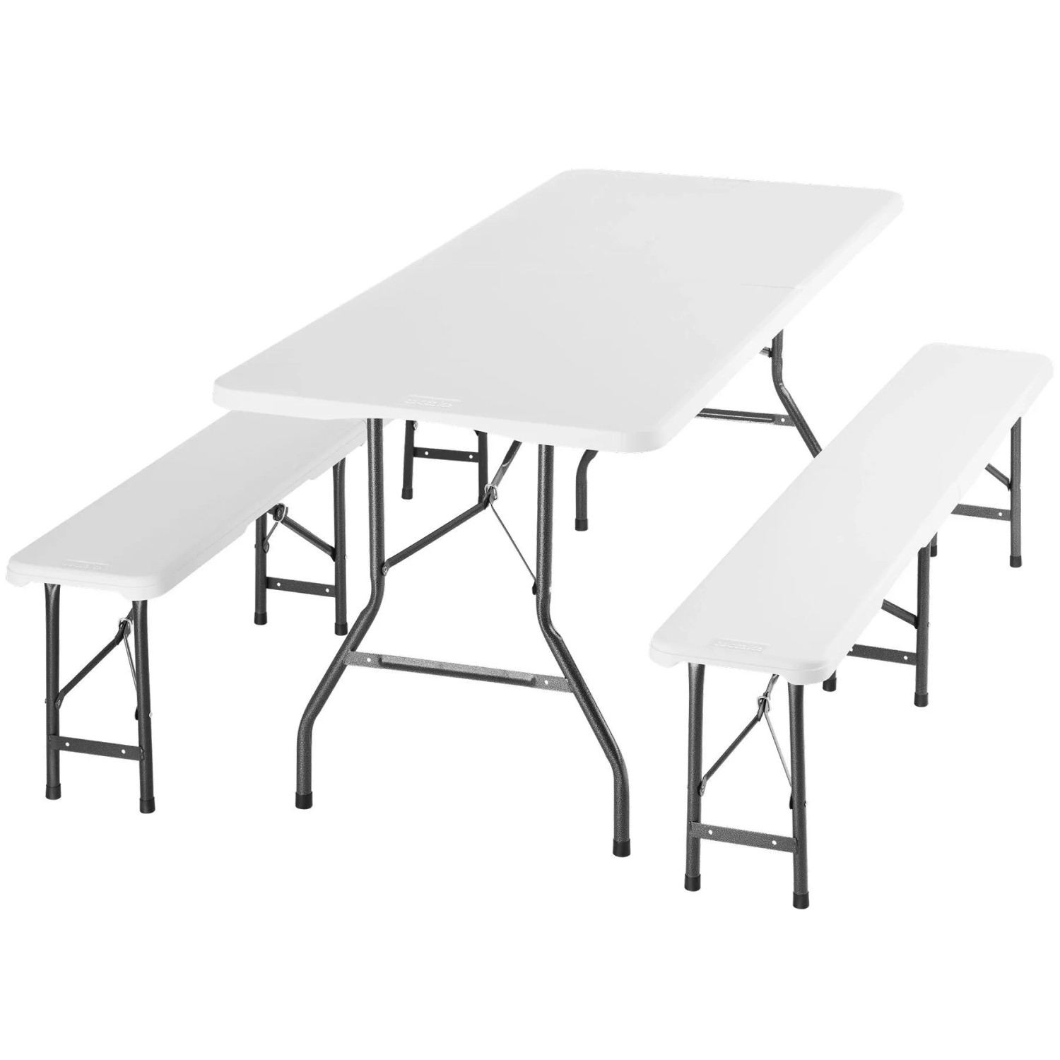 Tectake Campingtischgarnitur  Panja Klappbar Kunststoff  180 x 74 x 72 cm Weiß