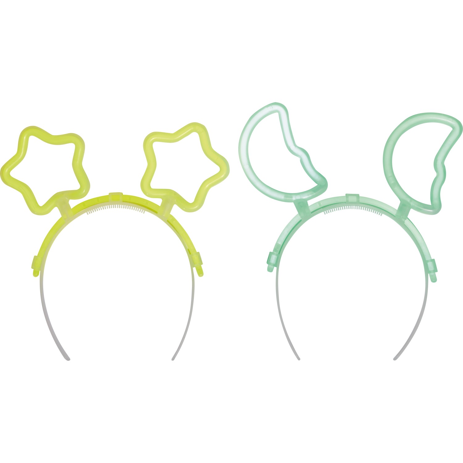 Knicklicht-Haarreifen Stern und Mond 2 Stück