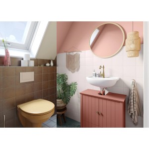 Badezimmer mit Terrakotta Möbel-Lack von Alpina für Bad & Küche, seidenmatt.