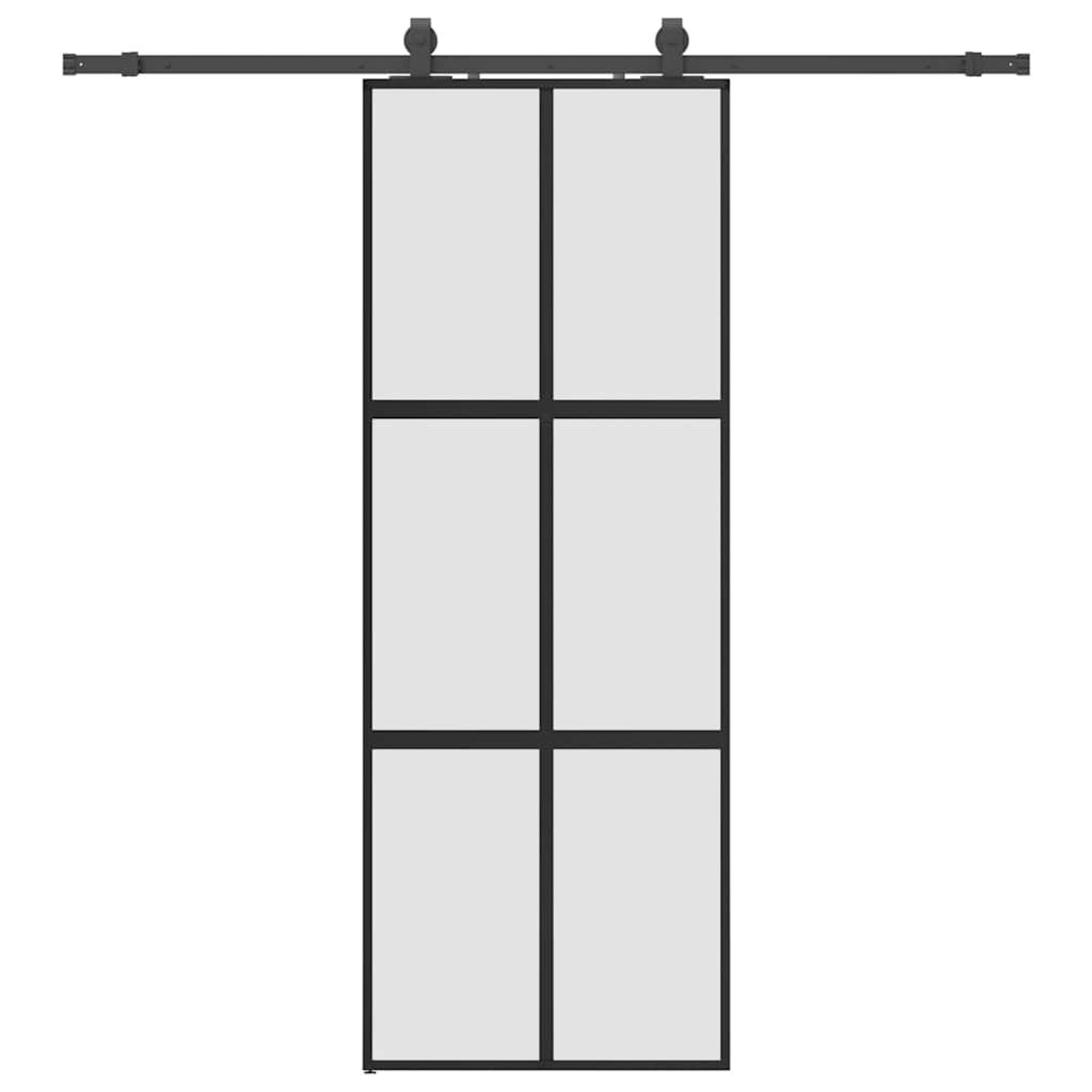 vidaXL Schiebetür mit Beschlag Schwarz 76x205 cm Hartglas 3375880 günstig online kaufen