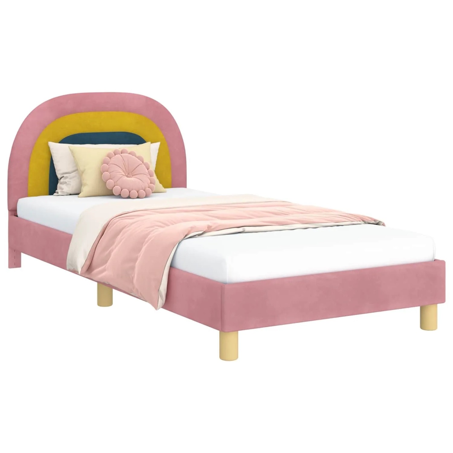 vidaXL Kinderbettgestell mit Kopfteil Rosa 90 x 200 cm Samt 42011013 günstig online kaufen