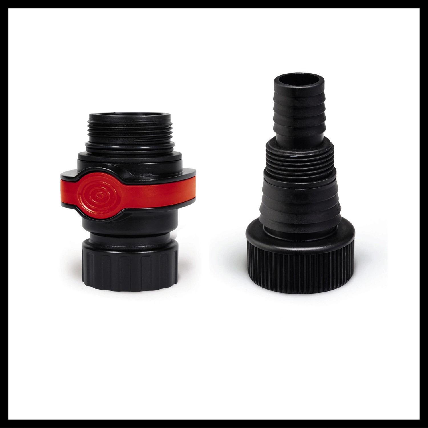 Adapter für Einhell Schmutzwasserpumpe GE-DP 7535 N LL ECO, Quick-Connector und Universaladapter.