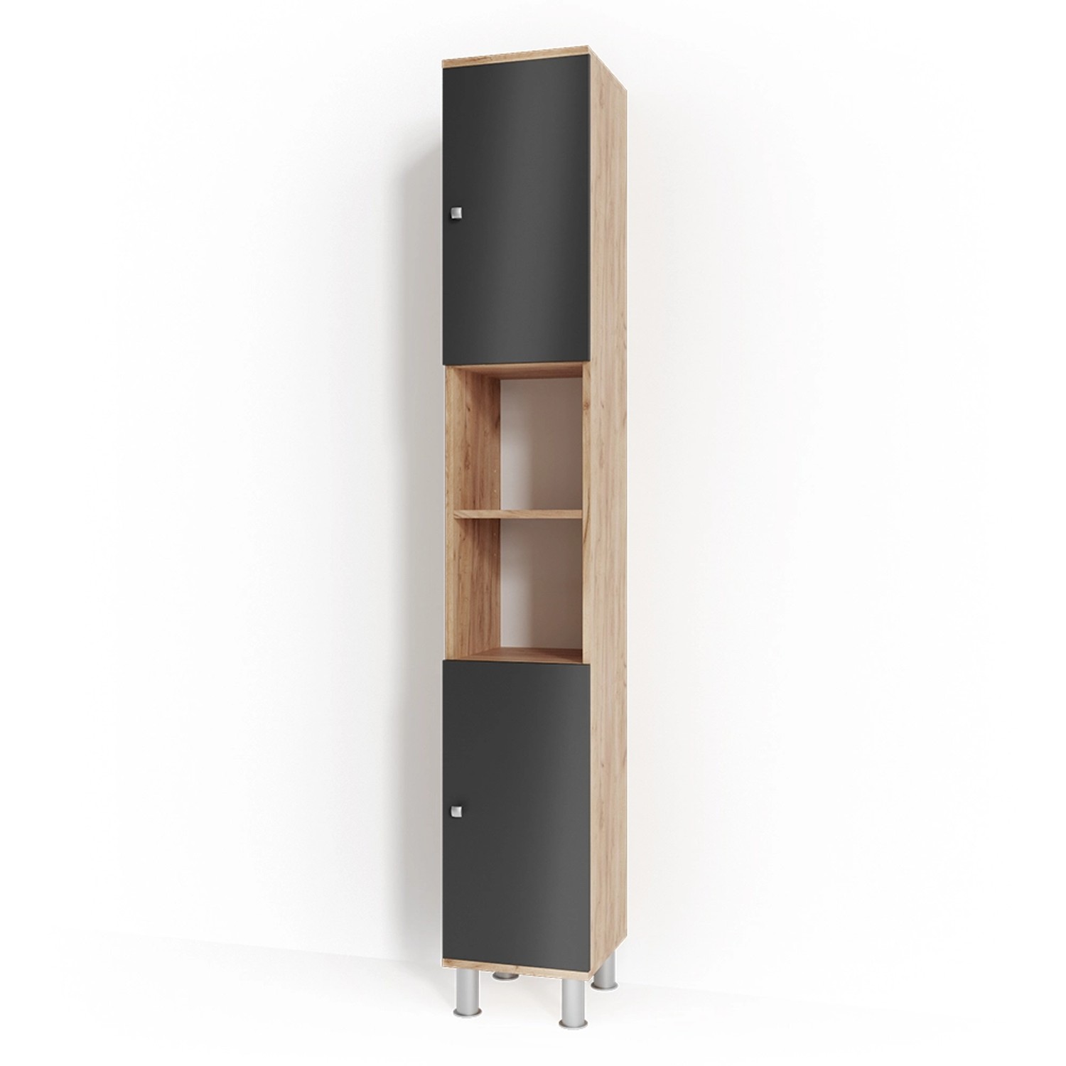 Thumbnail - Vicco Badschrank Fynn Anthrazit/Goldkraft Eiche 30 x 190 cm