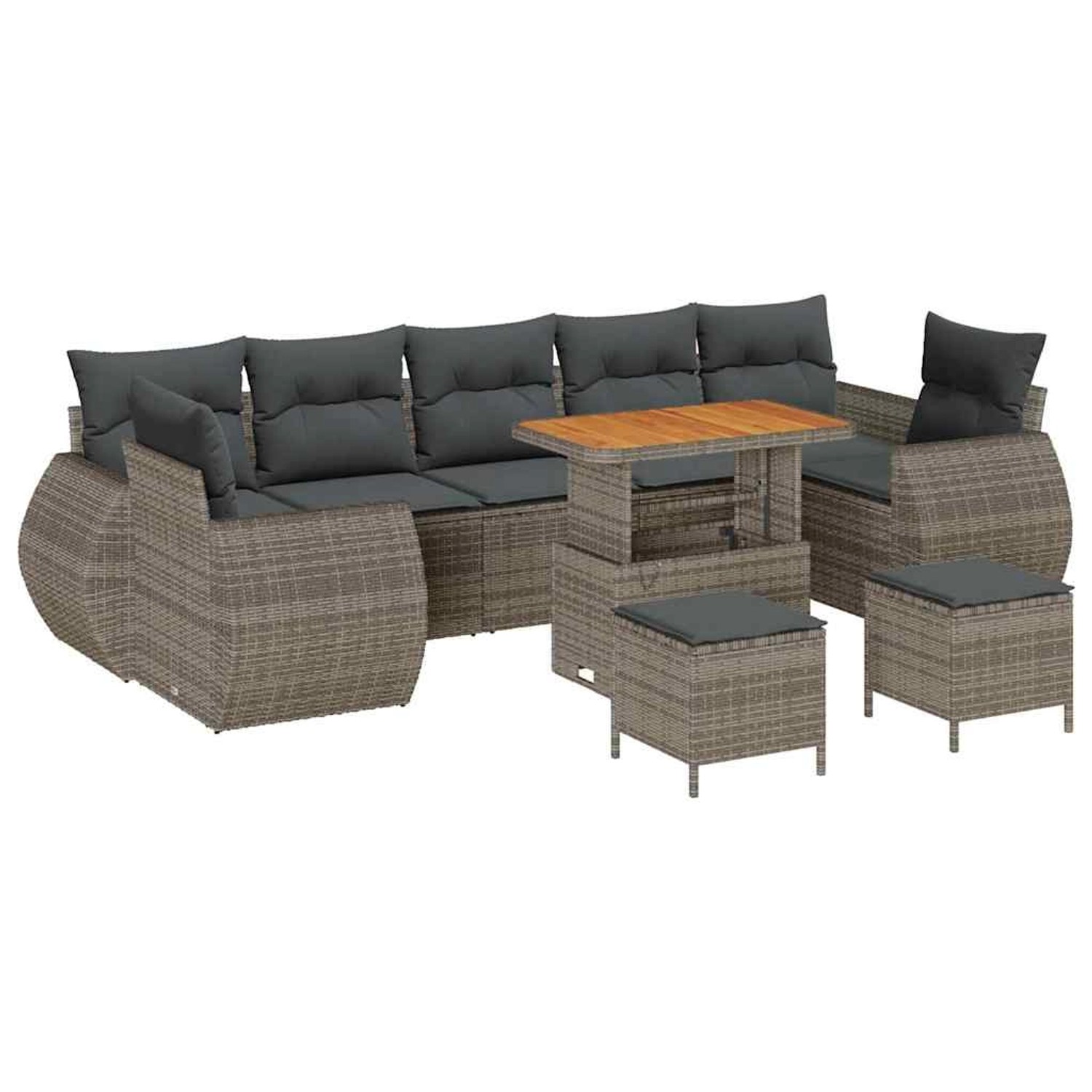vidaXL Garten-Sofa-Set 10-Tlg Grau Poly Rattan 3361863 günstig online kaufen