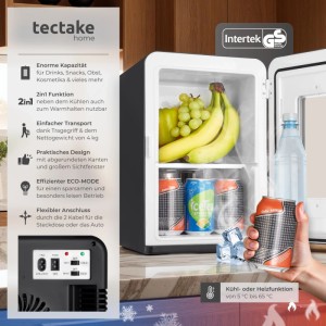 Tectake Mini-Kühlschrank, tragbar, mit Kühl- und Heizfunktion, Getränke und Lebensmittel