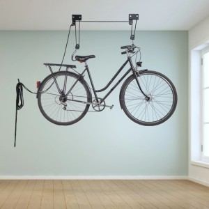 Relaxdays Fahrrad Deckenlift Metall Schwarz Platzsparend 14 m 57 kg