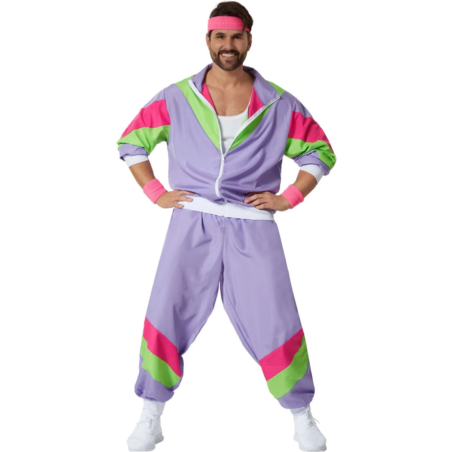 Image of Tectake Herrenkostüm Retro 80Er 90Er Jahre Jogginganzug Lila
