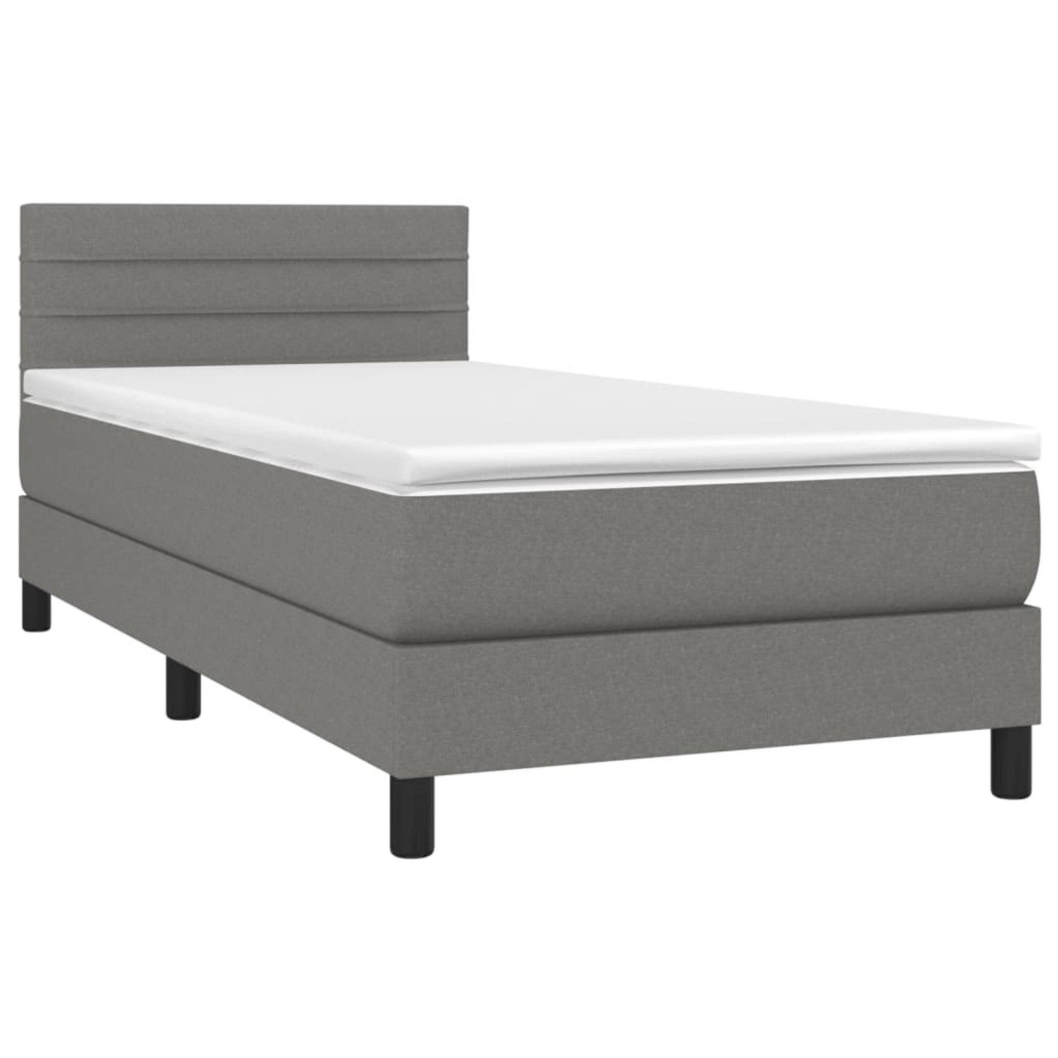 vidaXL Boxspringbett mit Matratze & LED Dunkelgrau 100x200 cm Stoff 3133214 günstig online kaufen