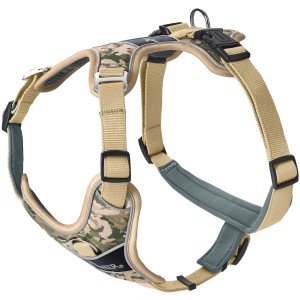 Hunter Hundegeschirr Divo Camouflage, beige, Größe L-XL. Verstellbares, gepolstertes Komfortgeschirr.