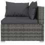 Graues 7-tlg. Garten Lounge Set aus Polyrattan mit anthrazitfarbenen Kissen.