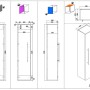 Technische Zeichnung: Posseik Bad-Hochschrank Homeline, Eiche hell, Maße und Details.