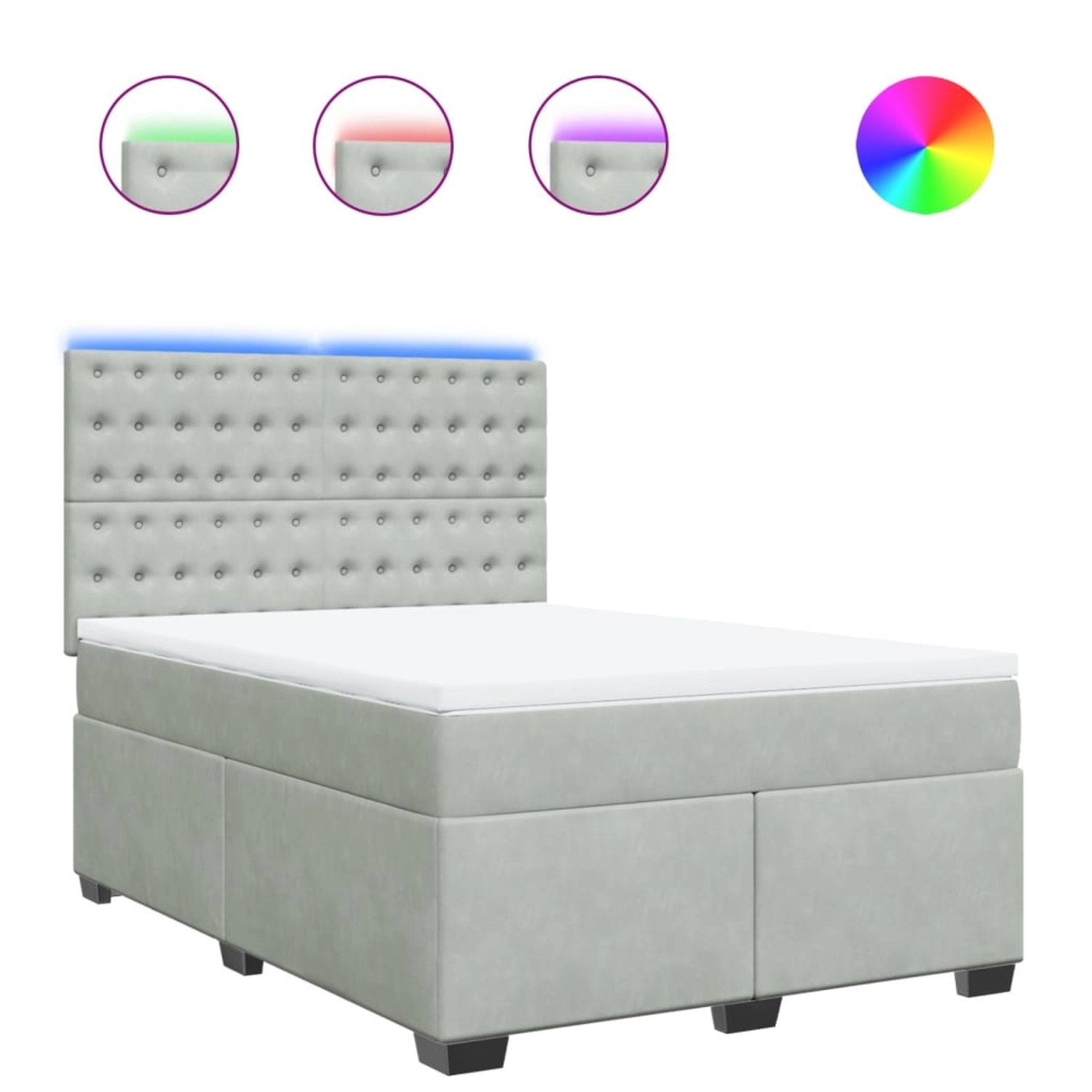 vidaXL Boxspringbett mit Matratze Hellgrau 140x190 cm Samt 3293218 günstig online kaufen