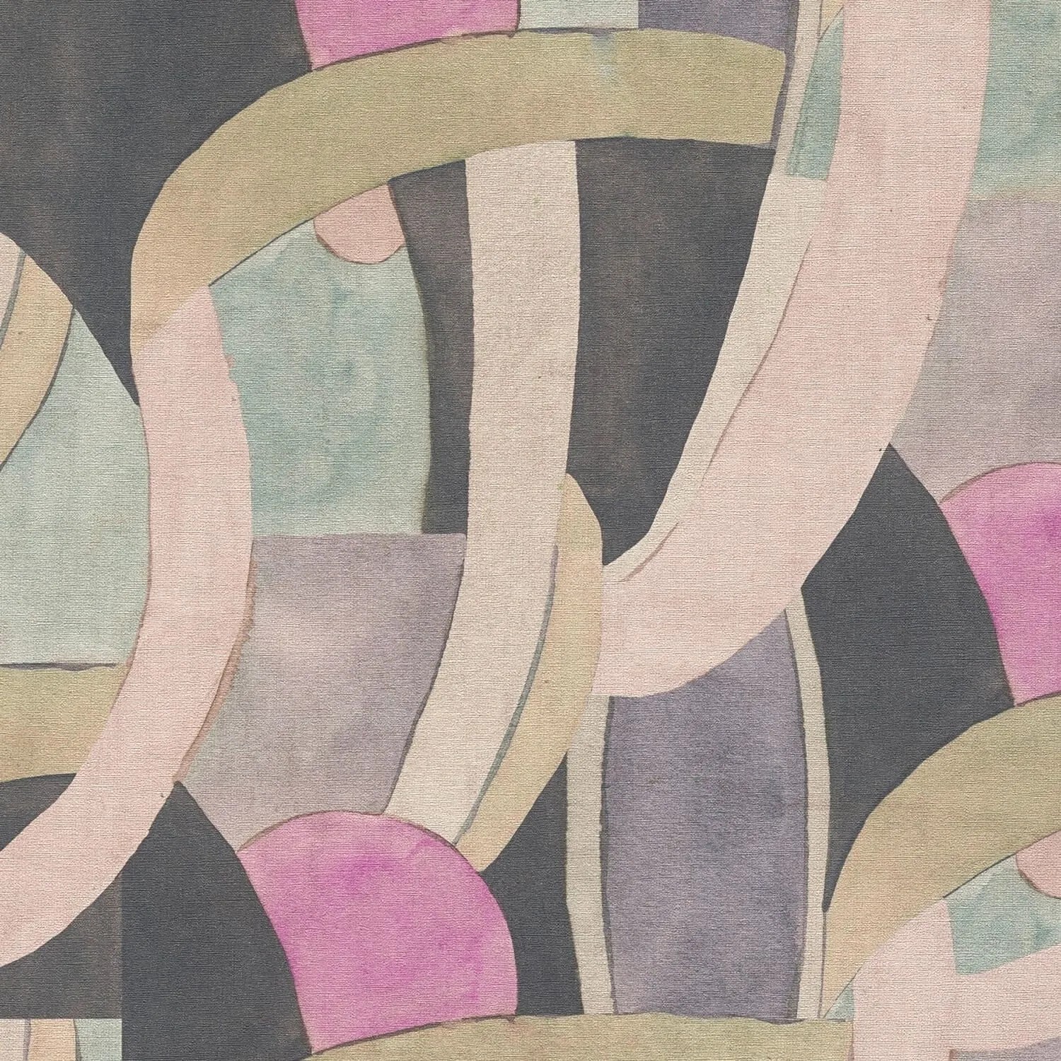 PROFHOME 782142-GU Grafik Tapete Abstrakt Matt Beige Anthrazit Rosa Blau 0,53 m x 10,05 m 5,33 m2