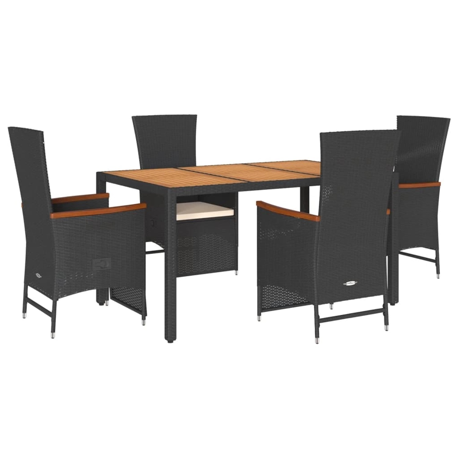 vidaXL 5-Tlg Garten-Essgruppe mit Kissen Schwarz Poly Rattan 3277510 günstig online kaufen