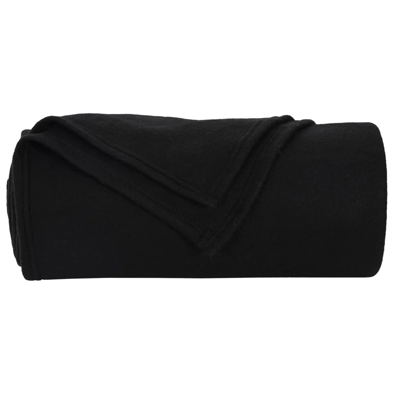 Gerollte, schwarze vidaXL Wohndecke (6 Stk.) aus Fleece, 240x220 cm.