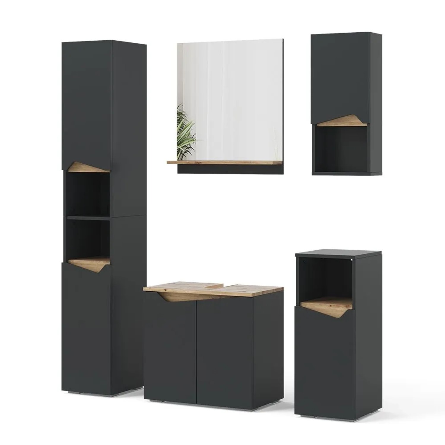 Vicco Badmöbel-Set Marelle Anthrazit/Artisan-Eiche 60 x 58 5-teilig