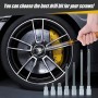 CCLIFE Imbusschlüssel Satz CR-V Nüsse. Verschiedene Innensechskant-Steckschlüssel, matt verchromt, am Autoreifen im Einsatz.