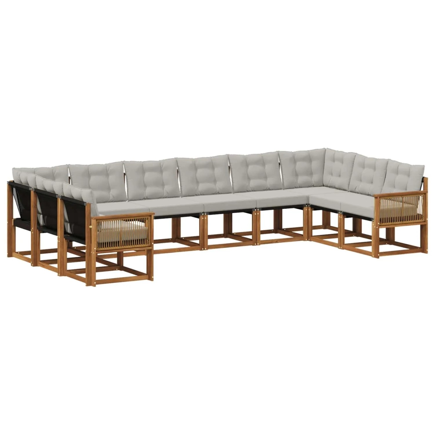 vidaXL Outdoor-Sofagarnitur mit Kissen 10 Stk Natur und Hellgrau 3382243