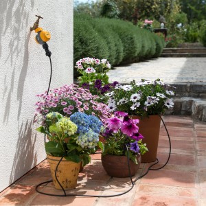 Hozelock Bewässerungs-Set mit 15 Tropfern und Zeitschaltuhr für Blumentöpfe.