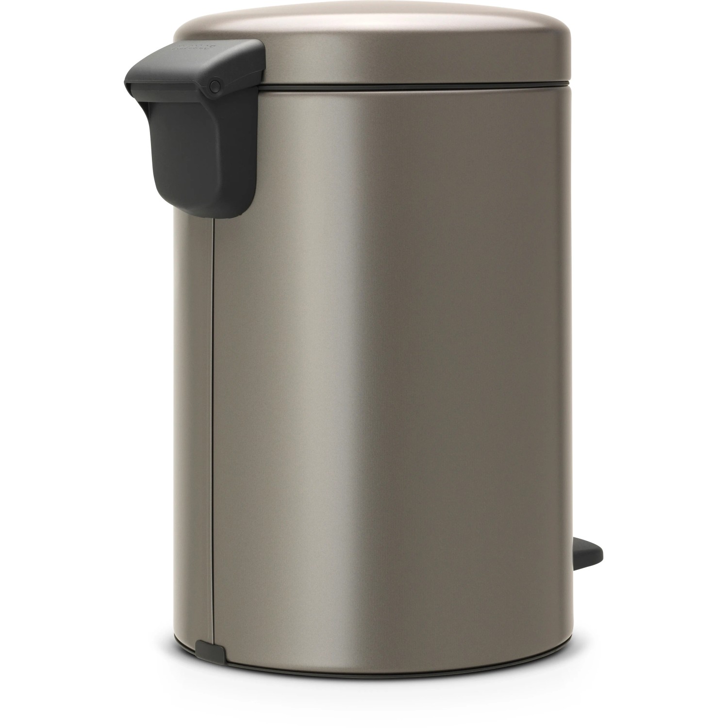Brabantia Treteimer NewIcon 12L Platinum, runder Mülleimer mit geräuschlosem Deckel.