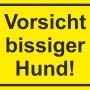 Gelbes Warnschild "Vorsicht bissiger Hund", 30x20 cm, für Innen- und Außenbereich.